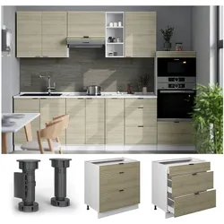 Vicco Schubladenunterschrank Fame-Line Weiß Eiche gefräst 80 cm ohne Arbeitsplatte