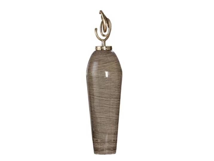 Gilde Objet décoratif Sculpture XXL Stripes en métal avec Surface émaillée - Accessoire Décoration Salon - Cadeau pour Femme - Marron Hauteur 66 cm