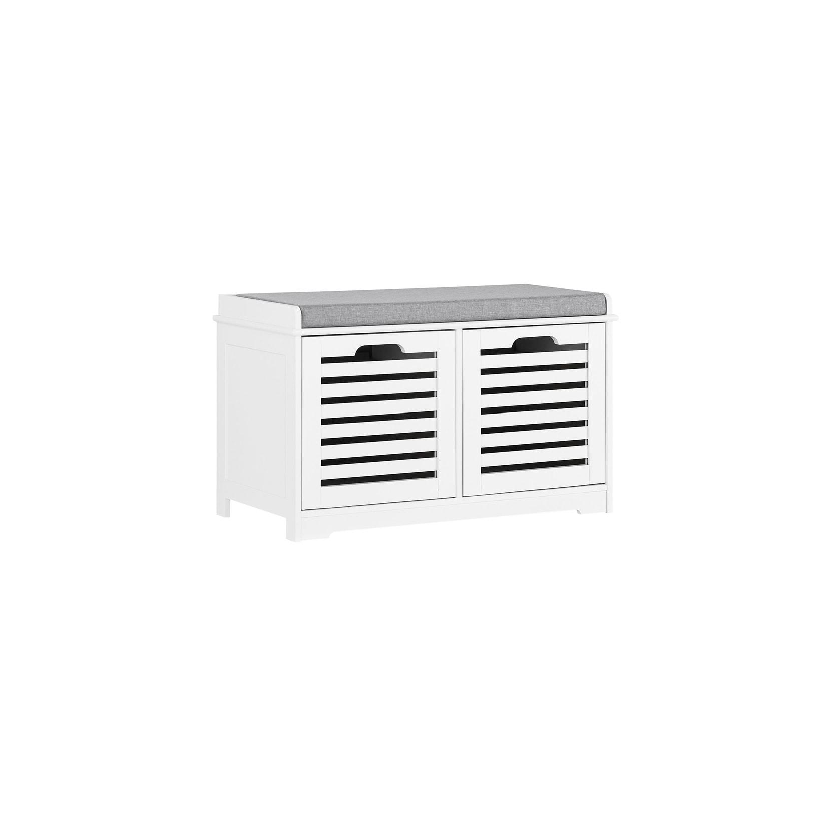 SoBuy Schuhbank mit 2 Schubladen Weiß 71x44x35cm Klassisch