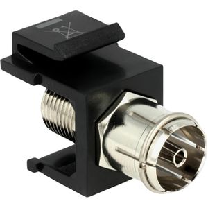 DeLock Keystone-Modul 86352, schwarz, Koax-Buchse, für Koaxial- und Modemkabel, Kunststoff