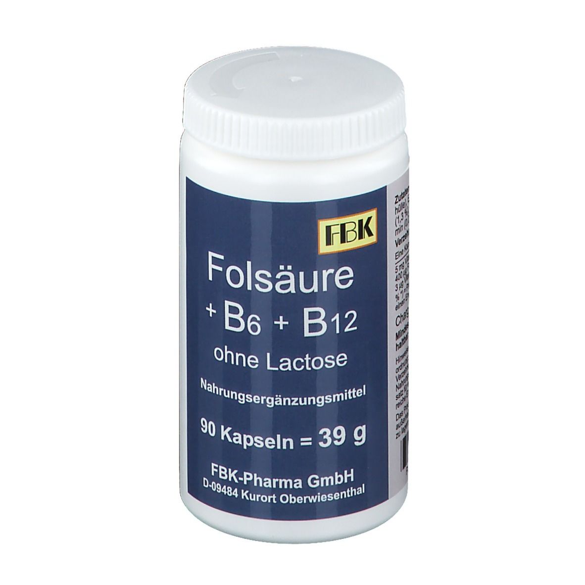 Folsäure+B6+B12 ohne Lactose Kapseln 90 St