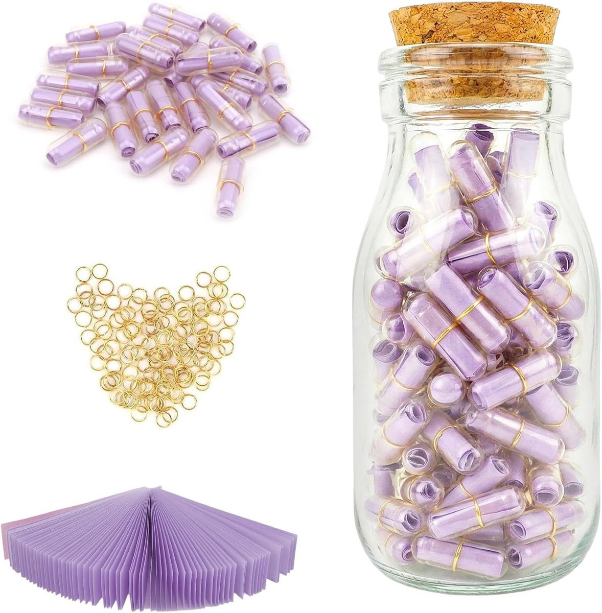 101 Stuks Transparante Berichtencapsules met Wensfles en Opgerolde Liefdesbrieven voor Creatieve Cadeaus en Persoonlijke Boodschappen