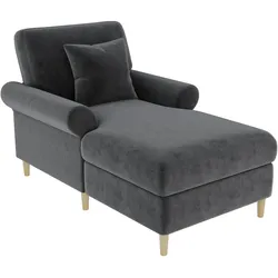 Relaxsessel 133x87x90 Samt Sessel mit Liegefunktion Schlafsessel Lounge Ruhesessel ergonomisch gepolstert Federkern inkl Kissen bequem stabil Grau