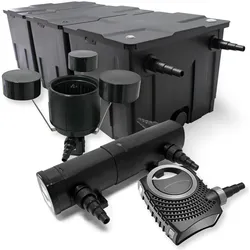 Wiltec, Brunnen + Gartenteich, Set: Teichfilter 90000l 36W UVC Teichklärer 80W Teichpumpe Skimmer 454