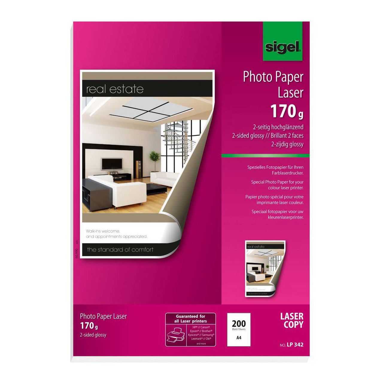 sigel Foto-Papier, DIN A4, 170 g/qm, 2-seitig glossy 200Blatt