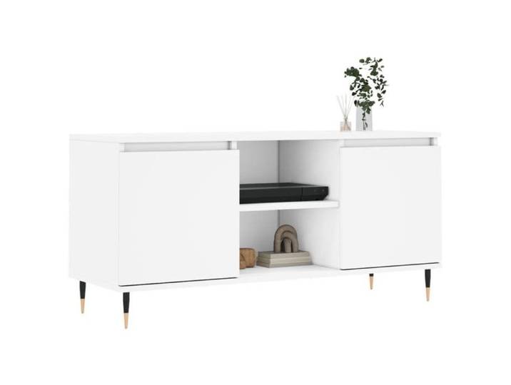 En soldes - MEUBLE HI-FI - Blanc - Armoire TV - Meuble TV - pour maison - blanc 104x35x50cm bois d'ingénierie_5849