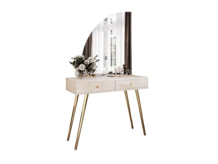 SCHMINKTISCH SIENNA-QS KASCHMIR mit LED-Spiegel Goldgriff