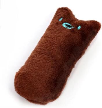 Inspired Finds Interactive Plush Cat Toy Funny Squeaky Catnip Chewing Toy For Kittens dark Brown