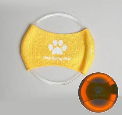 Inspire Essentials Rechargeable LED Flying Disc Dog Toy Interactive Light Up Fetch Training Disc e