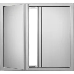 VEVOR Grill-Zugangstür, 660 x 610 mm, Doppelte Außenküchentür, Flächenbündig Montierte Edelstahltür, Vertikale Wandtür mit Versenkbaren Griffen, für Grillinsel, Grillstation, Außenschrank