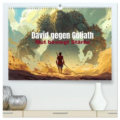 David gegen Goliath – Mut besiegt Stärke (hochwertiger Premium Wandkalender 2027 DIN A2 quer), Kunstdruck in Hochglanz