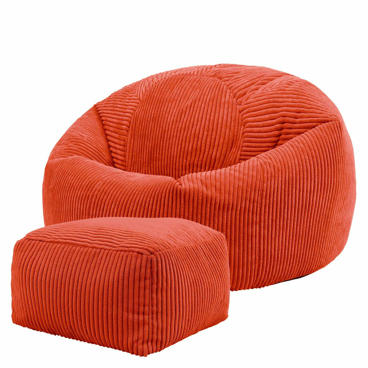 Icon Kingston Zitzak Fauteuil met Poef - Ribfluweel - Terra-oranje