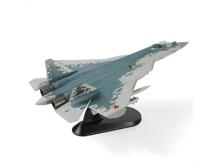NUOTIE 1/72 Sukhoi SU-57 Felon Fighter Kämpfer Russischer Fünfter Generation Kämpfer Druckguss Flugzeugmodell mit Displayständer Military Stealth SU57 Flugzeugmodell Sammlung Geschenk