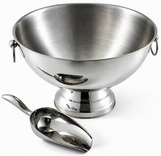 Mosbrisa 12L Stainless Steel Beverage Tub with Ice Scoop, 304 Stainless Steel, Ring Handles for Parties and Home Decor