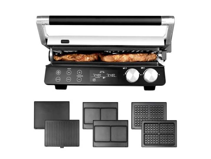 GASTROBACK Multigrill BBQ Pro Smart 2400 Watt Elektrogrill - 58x35 cm Kochfläche - Kontaktgrill, BBQ-Grill, Plancha-Grill, Panini, Sandwichmaker & Waffeleisen - glatte und geriffelte Platten