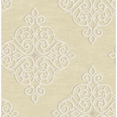Seabrook Designs Nellie Medallion Damask Unpasted Wallpaper