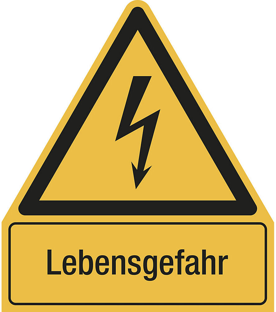 kaiserkraft Kombischilder mit Text für Warnkennzeichen, Lebensgefahr, VE 10 Stk, Folie, LxH 210 x 240 mm