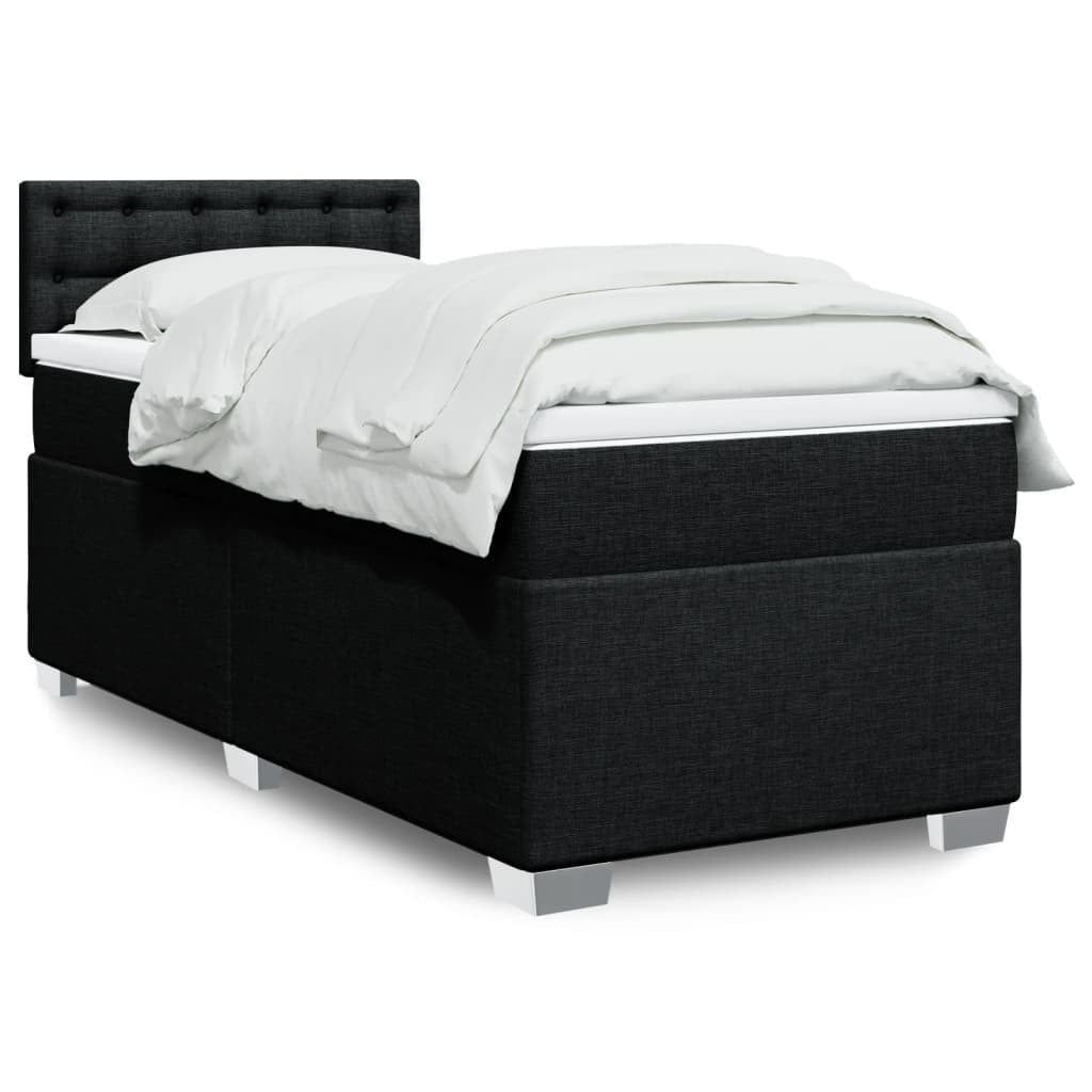 Prolenta Boxspringbed met matras, zwart, 90 x 200 cm, textiel