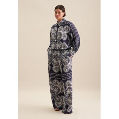 Culotte SEIDENSTICKER, Damen, Gr. 48, Normalgrößen, blau (marineblau), 100% Viskose, Paisley, Hosen Culotte
