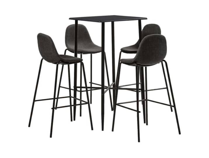 KFPOERTFGD 5-TLG. Bar-Set Stoff Dunkelgrau, Bartisch 60x60x111cm & 4 Modernes Industriedesign, MDF-Tischplatte, Platzsparend, Inklusive Fußablage