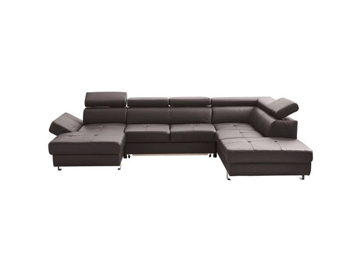 Stylife Wohnlandschaft, Dunkelbraun, Metall, Kombination Echtleder/Lederlook, Rindleder, 6-Sitzer, U-Form, 327x212 cm, Goldenes M, Lederauswahl, Stoffauswahl, seitenverkehrt erhältlich, Bettfunktion Hocker Rücken echt, Wohnzimmer, Sofas & Couches, Wohnlandschaften, Wohnlandschaft U-Form