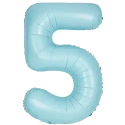XL Folienballon hellblau matt Zahl 5