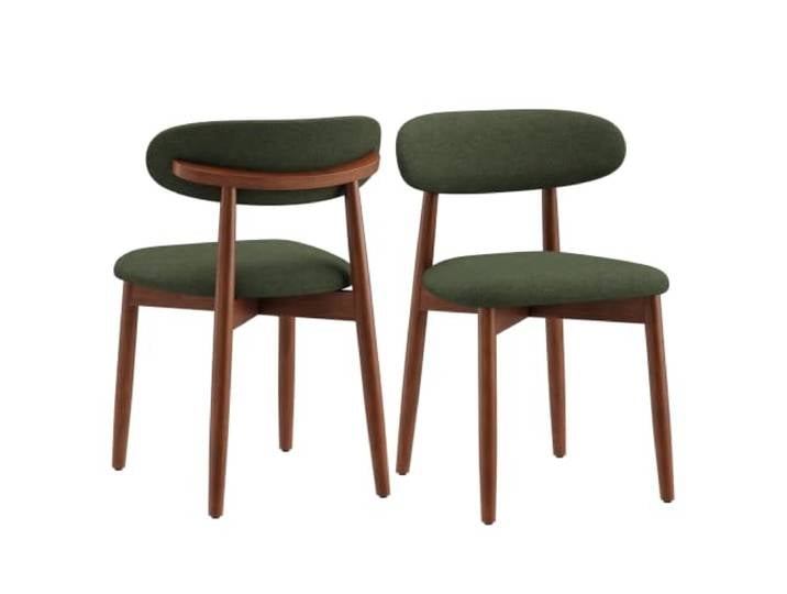 COLAMY Stühle Esszimmer 2er Set, Esszimmerstuhle Küchenstühle Hochdichter Schaumstoff, Atmungsaktives Gewebe Stoffbezug, Gepolsterte Sitzfläche, Sitzstuhl für Küche Wohnzimmer Haushalt & Café, Grün
