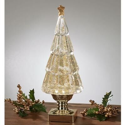 Roman Inc Glitter Swirl LED Christmas Tree Table Accent Gold , Gold