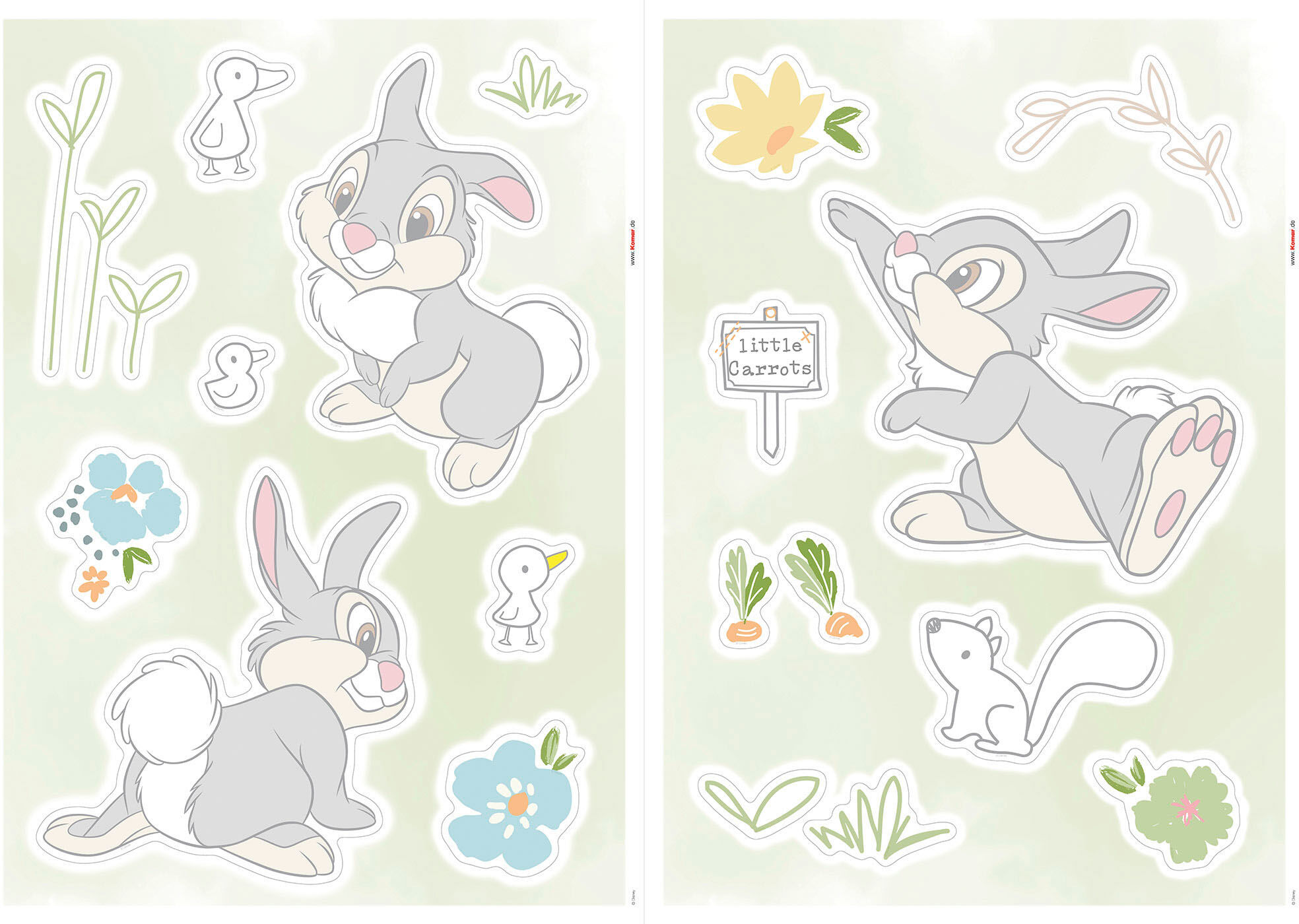 Wandtattoo KOMAR "Thumper Growing Carrots - Grösse 50 x 70 cm", bunt, Blumen Disney Wald, Folie, Wandtattoos, Wandtattoo, selbstklebend, Wandsticker, Kinderzimmer bunt Blumen Disney Wald