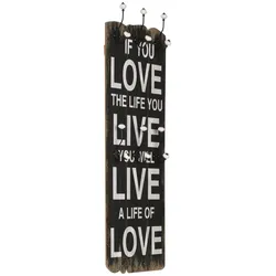 vidaXL Wandgarderobe mit 6 Haken 120 x 40 cm "LOVE LIVE"