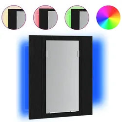vidaXL LED Badezimmerspiegelschrank Eiche Schwarz 40x12x45 cm Holzwerkstoff
