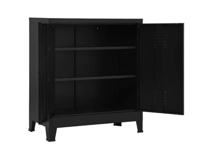 ZOE© Classeur Meuble classement Décor - Armoire De rangement industriel Noir 90x40x100 cm Acier 15353