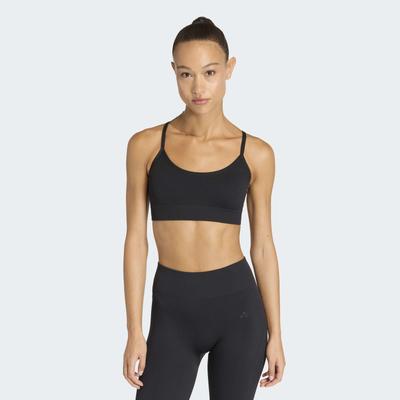 Sport-BH ADIDAS PERFORMANCE "WORKOUT ESSENTIALS KNIT LIGHT SUPPORT PADDED BH", Damen, Gr. M, N-Gr, schwarz, Obermaterial: 74% Polyamid, 19% Polyester, 7% Elasthan, BHs Sport-BH