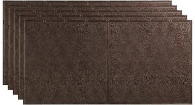 Fasade FASÄDE Border Fill Decorative Vinyl 2ft x 4ft Glue Up Ceiling Panel in Smoked Pewter (5 Pack)
