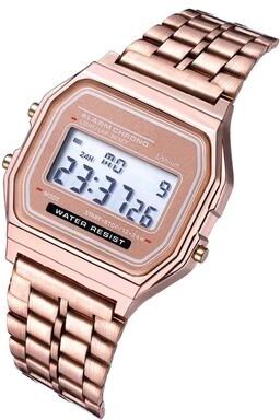 Quick Pick Pro Ultra Slim LED Digital Watch Stainless Steel Band Retro Fashion Wristwatch rose