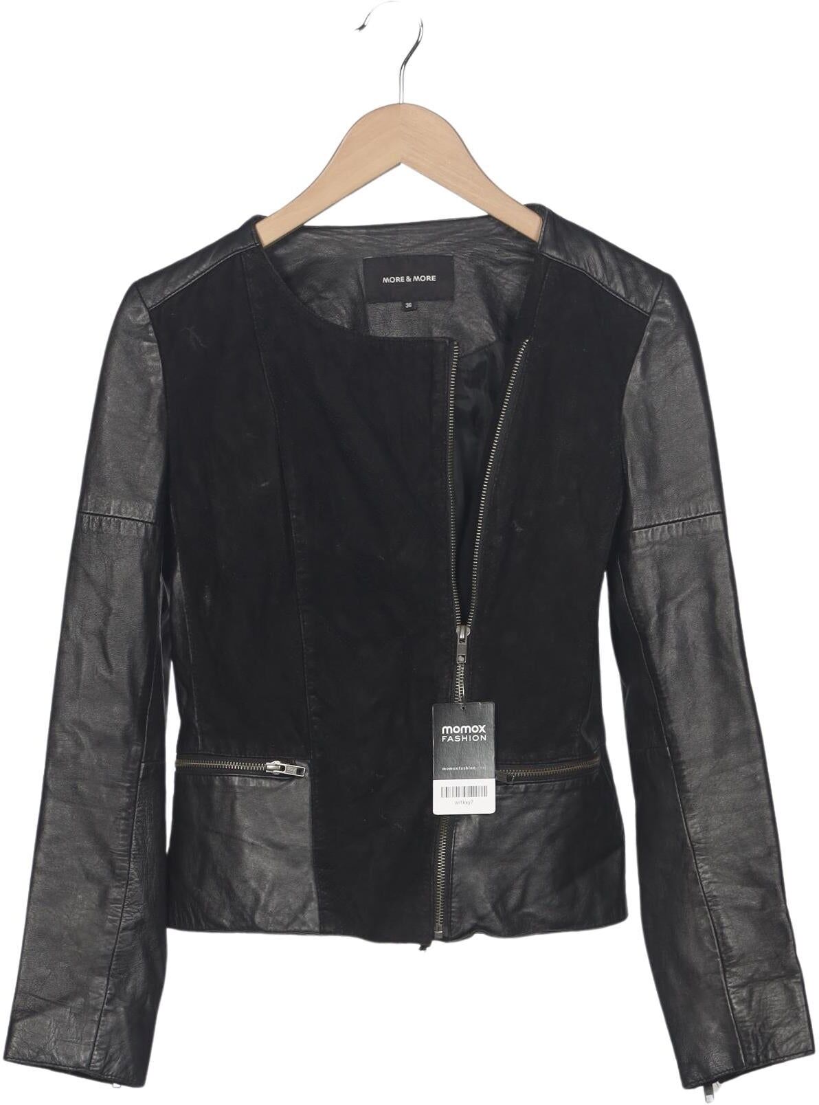 More & More Damen Jacke, Schwarz, Gr. EU 36, Synthetik / Leder - Second Hand