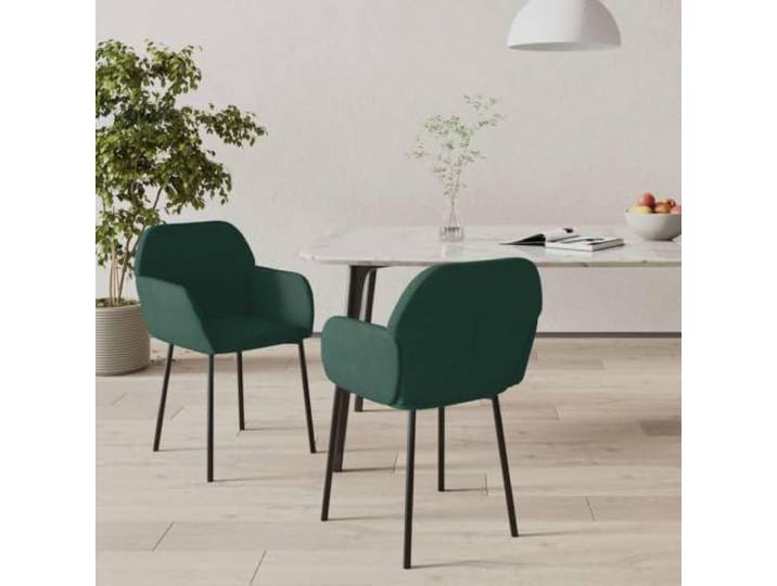 Esszimmerstühle 2 Stk. Dunkelgrün Samt mit Metallrahmen und Polsterung Samtbezug, Metall-Sperrholzrahmen, Schaumstoffpolsterung, 110 kg Belastbarkeit, ergonomische Form
