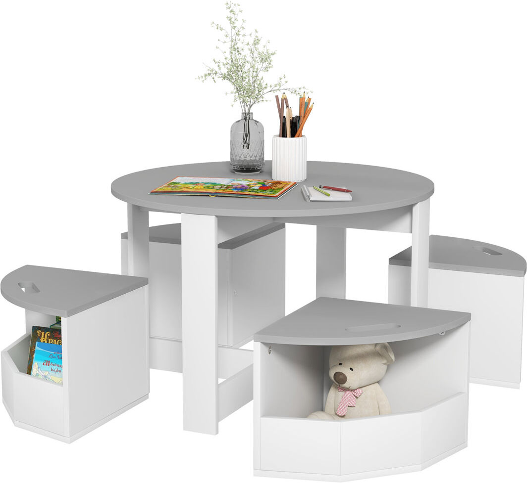 17 Stories Taeke Kids Table and Chairs Set with Storage Ages 3-8 Years Grey Grey 49.02cm H X 78cm L X 78cm D