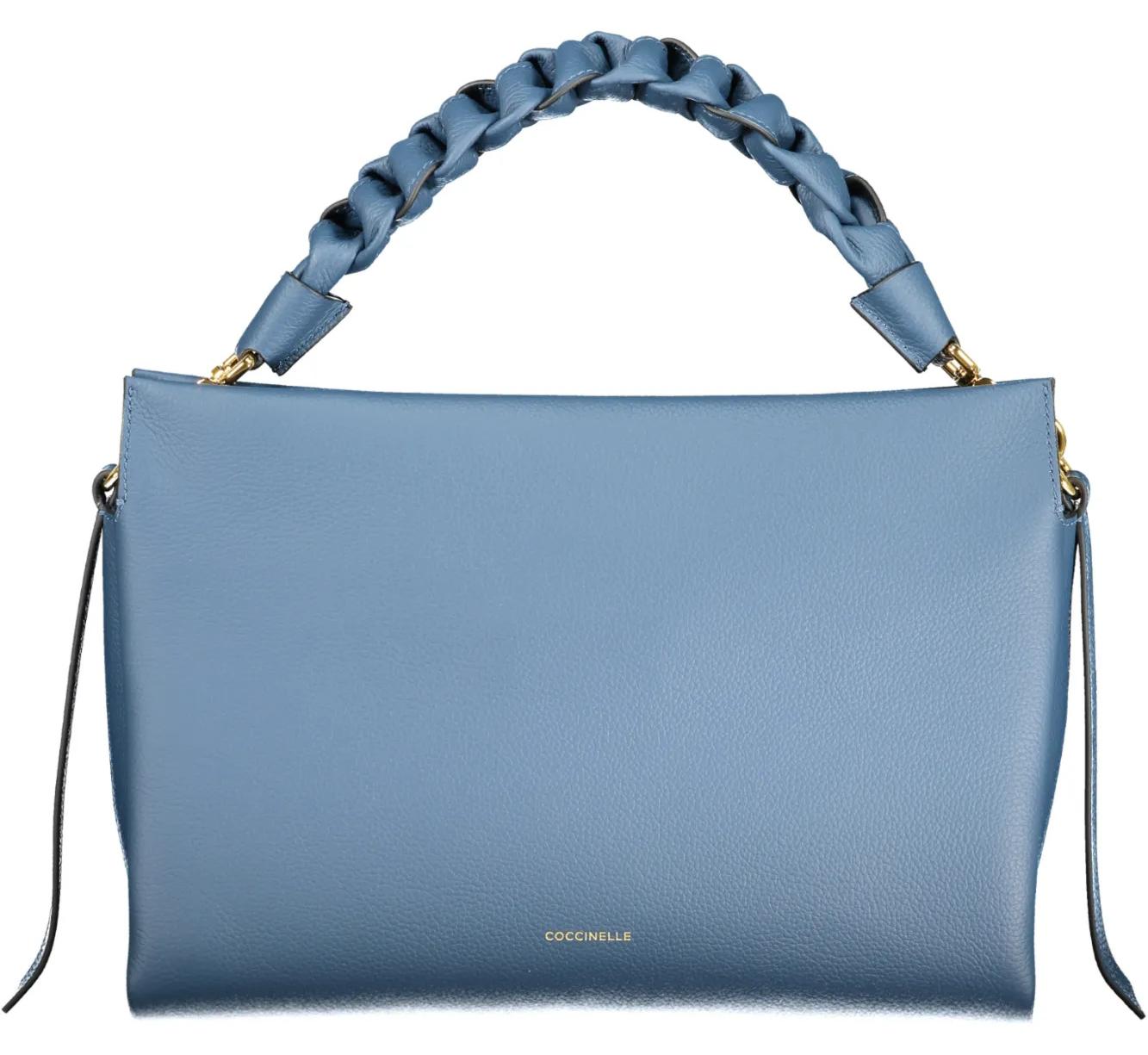 Coccinelle Boheme Medium Handtasche Leder blau geflochten