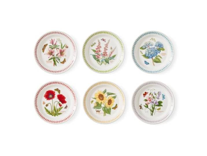 Portmerion Botanic Garden Meadow Salatteller, rund, 20,3 cm, verschiedene Blumen mit buntem Lorbeerblatt-Rand, Steingut, mikrowellen- und spülmaschinenfest, für Zuhause und Restaurant für den