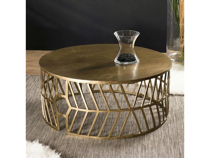 Table basse contemporaine dorée motif flèche ZALA