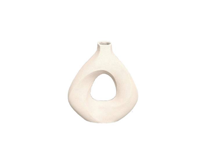 Ambia Home Vase, Weiß, Metall, bauchig, 30x33x9 cm, auch für frische Blumen geeignet, Dekoration, Vasen, Metallvasen