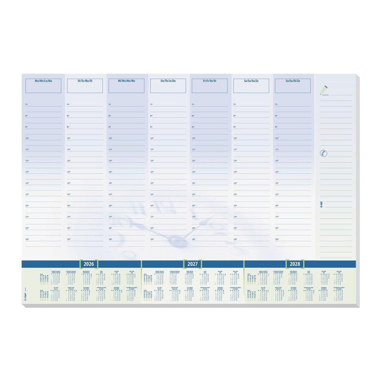 SIGEL Schreibtischunterlage Time blau/grün Papier 59,5 x 41,0 cm, 30 Blatt