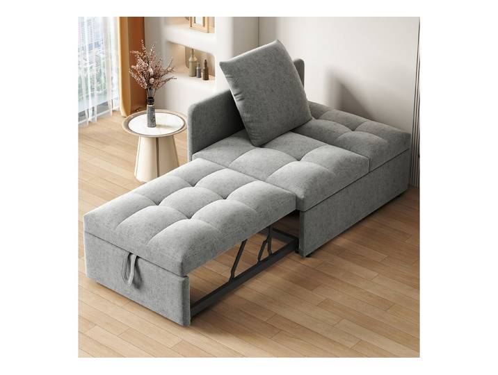 OKWISH Schlafsofa Loungesofa, 3-in-1 Polsterbett mit verstellbarer Rückenlehne, Platzsparendes sofa aus Leinen