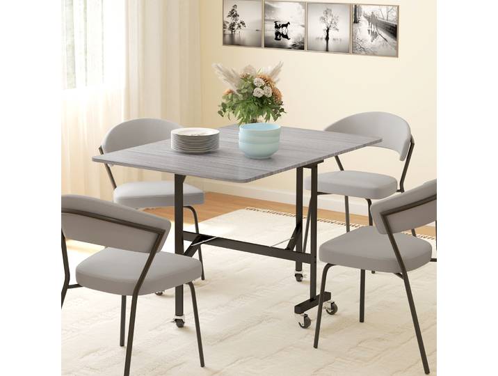 HOMCOM Table Pliante Industrielle 120cm Roulettes Frein Gris