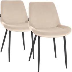 CLP 2er Set Esszimmerstühle Victoria Samt   Farbe: creme