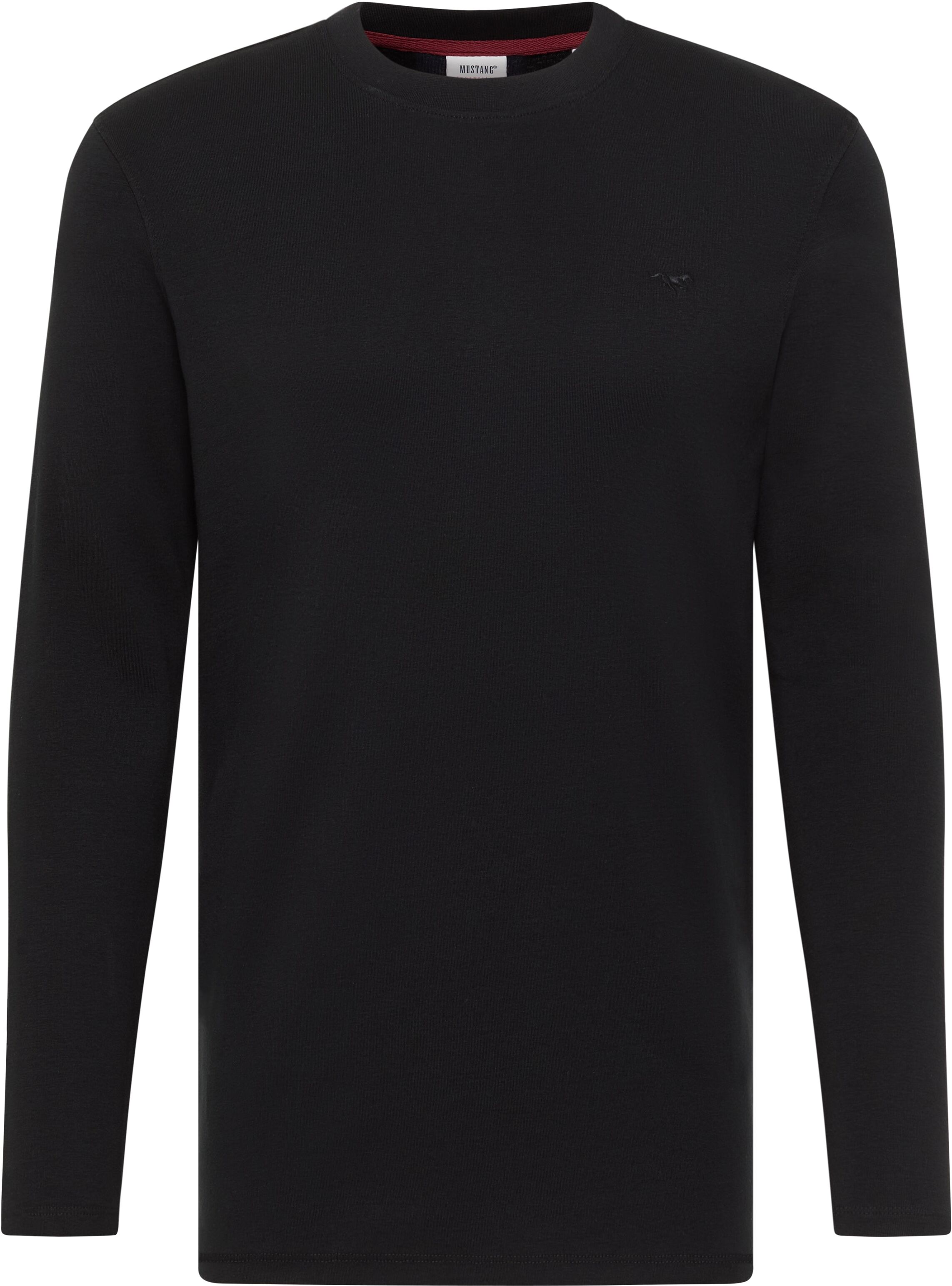 Langarmshirt MUSTANG "Arlington-RH", Herren, Gr. XL, schwarz (jet schwarz), Jersey, Obermaterial: 100% Baumwolle, unifarben, slim fit normal, Rundhals, Shirts Langarmshirt, Slim fit jet schwarz XL