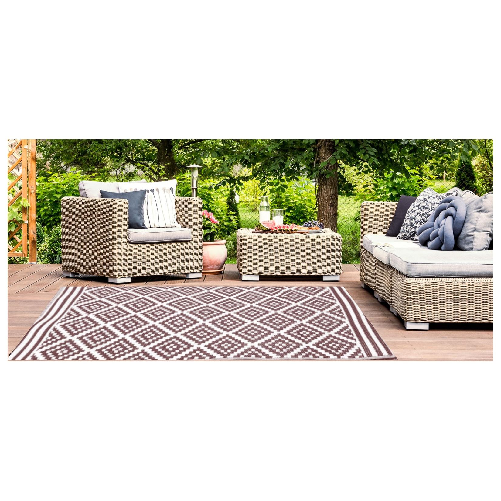 Garten Teppich Outdoor Kunststoffteppich AUSTIN braun 240x300 cm Terrasse Balkon