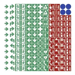 Aufkleber - 144 Piktogramme für Brandschutz u. Fluchtweg gemäß ASR A1.3 (2013), Folie, 12mm