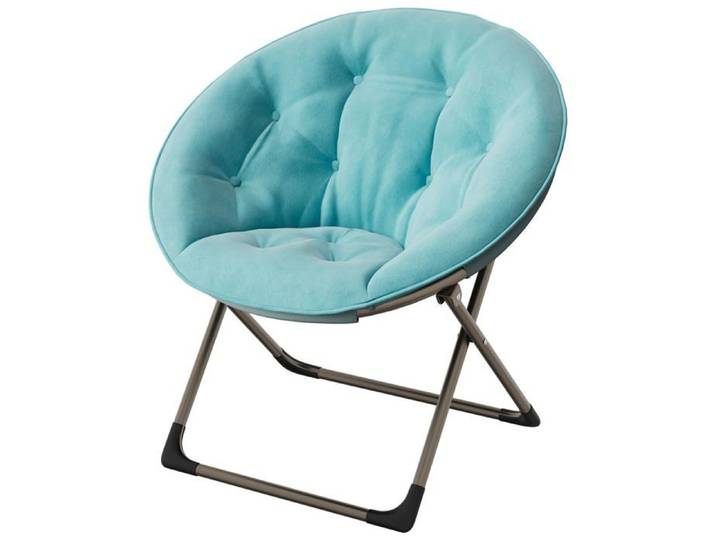 Chaise Relax Fauteuil lounge pliable avec structure métallique robuste revêtement en peluche douce Bleu avec pieds dorés